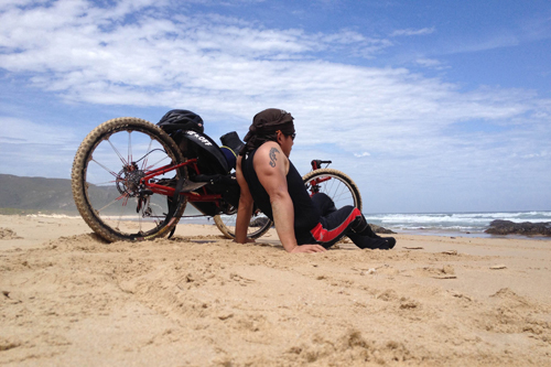 one-off handcycle on the beach