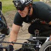 one off handcycle moving at fast speed